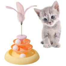 Cats Teaser Toy 3 Layer Feather Toy RollerTrack-Purple
