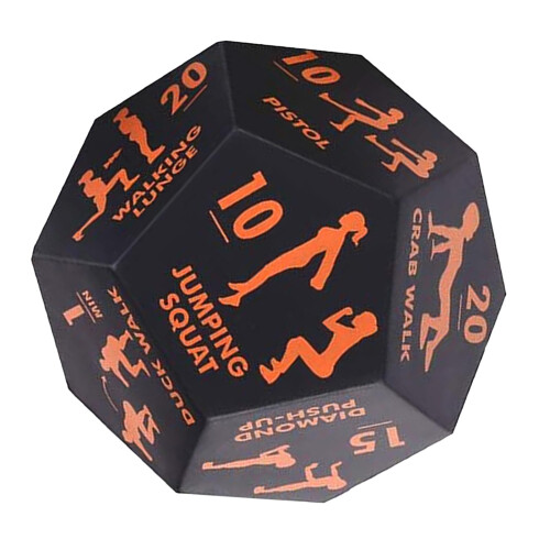 12sided workout dice for fitness, home exercise, training, orange