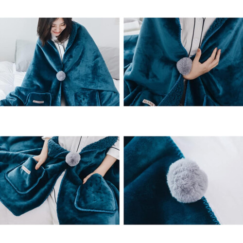 Knee Blanket Pattern 2 40x140 Cm Wearable Fluffy 4Way With Buttons For Naps Office Pattern 3 1