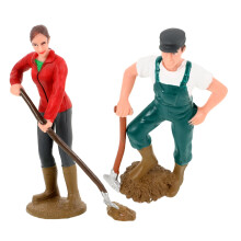 2 farmer figurines for sand table decor, realistic farmer models for creative bookshelves, windowsills, and displays
