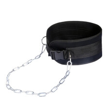 Adjustable Back Support Belt Weight Bearing Iron Chain Strap Durable Lumbar Brace Strength Training Black