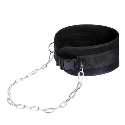 Adjustable Back Support Belt Weight Bearing Iron Chain Strap Durable Lumbar Brace Strength Training Black