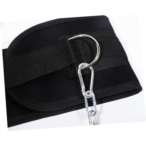 Adjustable Back Support Belt Weight Bearing Iron Chain Strap Durable Lumbar Brace Strength Training Black 2