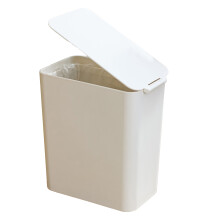 Petite poubelle blanche avec couvercle, poubelle en plastique