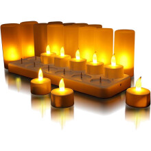Dekorative Lichter mit realistischem Flammeneffekt, flammenlose Teelichter für stimmungsvolles Candlelight-Dinner, sicher für Kinder und Haustiere