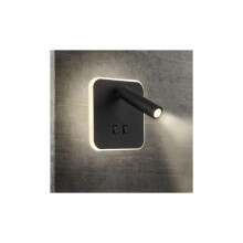 Lampa Balla LED Ilúsáideach, Soilse Balla le Calafoirt USB C+A Thapa le haghaidh Muirearú Áisiúil, Rialú Lasca Dúbailte Soilse Balla agus