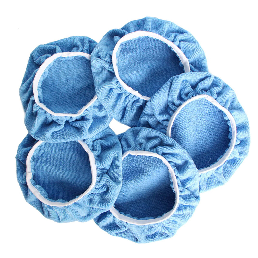Car Polisher Pad Bonnet Soft Microfiber Polishing Pads, Buffing Pad Covers, 910 Inch, Blue, 5Pack For Car Polisher 9412369143372