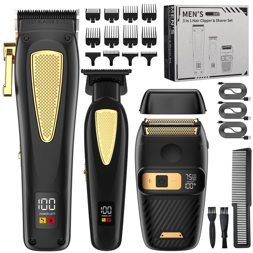 Professional 3in1 Hair Trimmer Set Men's Electric Shaver Beard Trimmer Gifts for Him