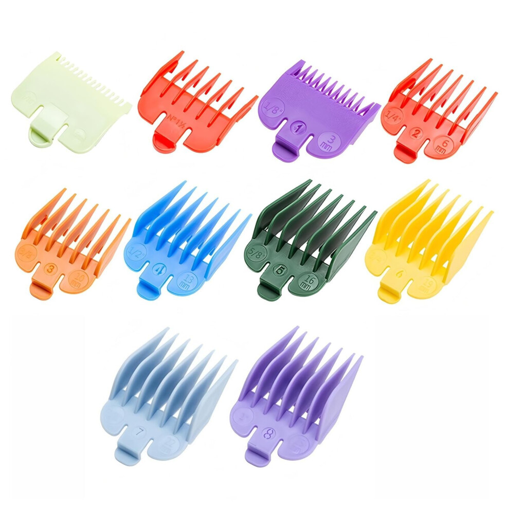 Clipper Guards 10Piece Multicolor Hair Clipper Guide Comb Set Universal For Wahl Trimmers Replacement Attachment