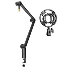 Microphone Arm Mic Shock Mount Holder Universal Accessories Foldable Broadcast Microphone Arm Desktop Holder for Podcast