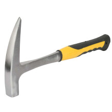 Pick Hammer, Geology Hammer With Shock Rubber Grip, Integrated HeadHandle Construction, Ergonomic, Large
