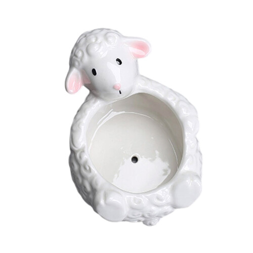 Unique Earthenware Farmer With Sheep Theme-Playing with sheep