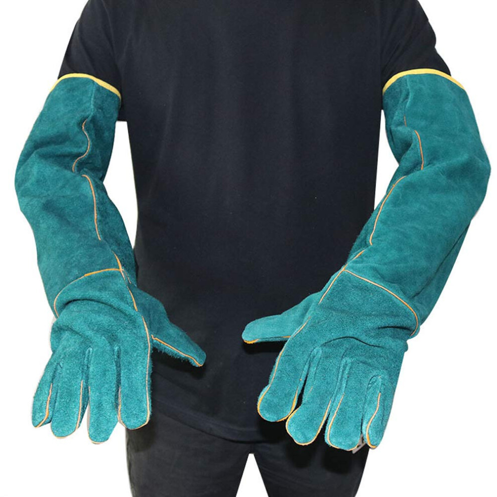 Antibite Safety Bite Gloves Leather Ultra Long Green For Dogs Cats Reptiles Grasping Bite Protection 9412369330000