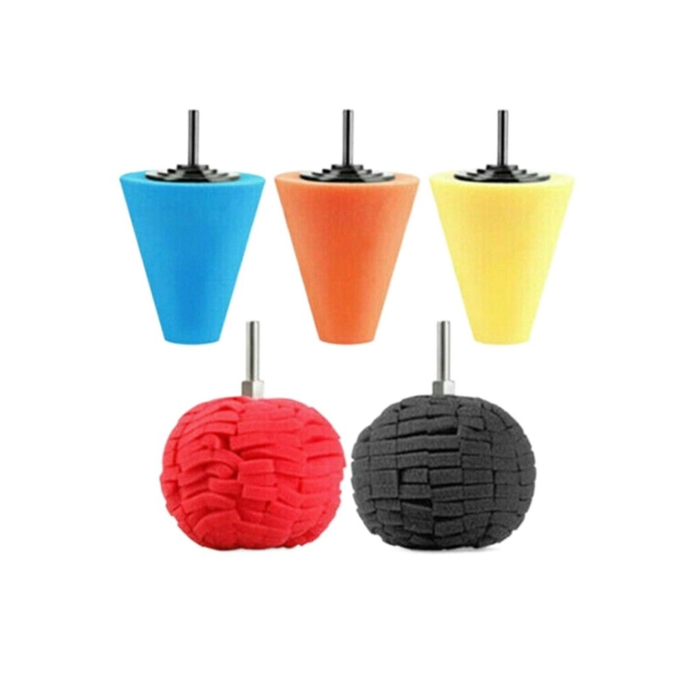 Burnishing Foam Sponge Polishing Coneshaped Buffing Pad 5Piece Set For Car Wheel Hub Tool Automotive Wheel Polishing 9412369144119
