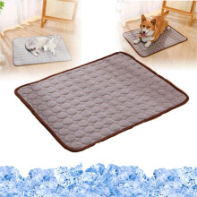 Pet Ice Silk Self Mat, NonSlip Summer Cooling Mat for Pet, Foldable Reusable Pets Cool Bed, Washable Portable (Brown, XXLarge)