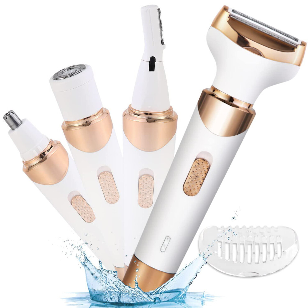 Bikini Trimmer For Women Electric Lady Shaver Wet And Dry Rechargeable 4 In 1 Blade Eyebrow Razor Gold IPX7 Portable