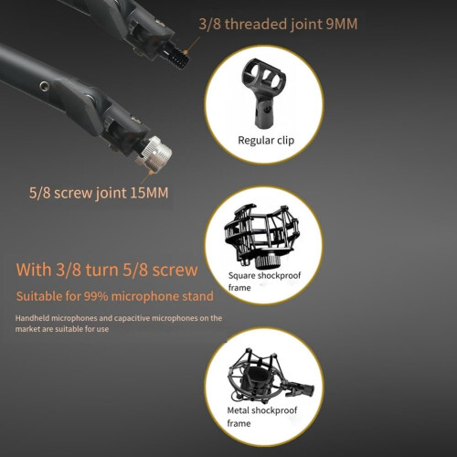 Microphone Stand, Adjustable, Heavy Spring, Scissor Arm Holder, Black, 1 Set 2