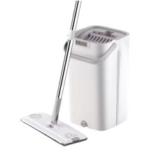 Flat Mop and Bucket Set 360 Rotating Head, Compact Lightweight Floor Cleaning, 2Chamber Design, 2 Microfiber Pads
