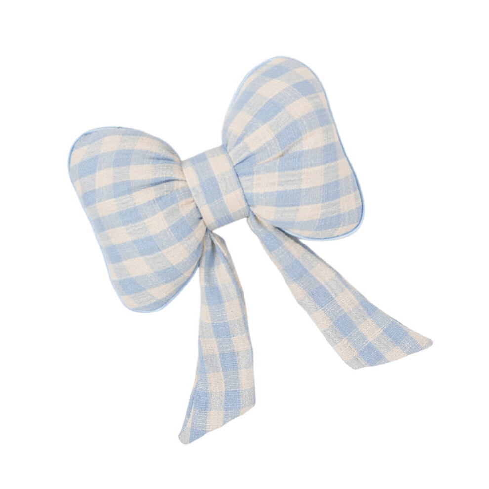 Multipurpose Checkered Bowknot Design Car Neck- Head Pillow Blue 7704000705592