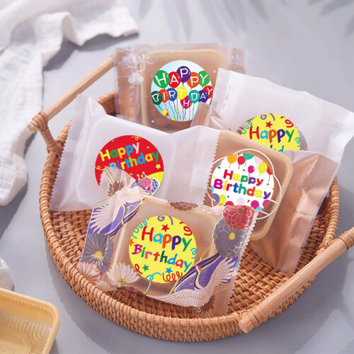 2 Rollen „Happy Birthday“, bunter runder-Stil 4 plus Stil 5 2