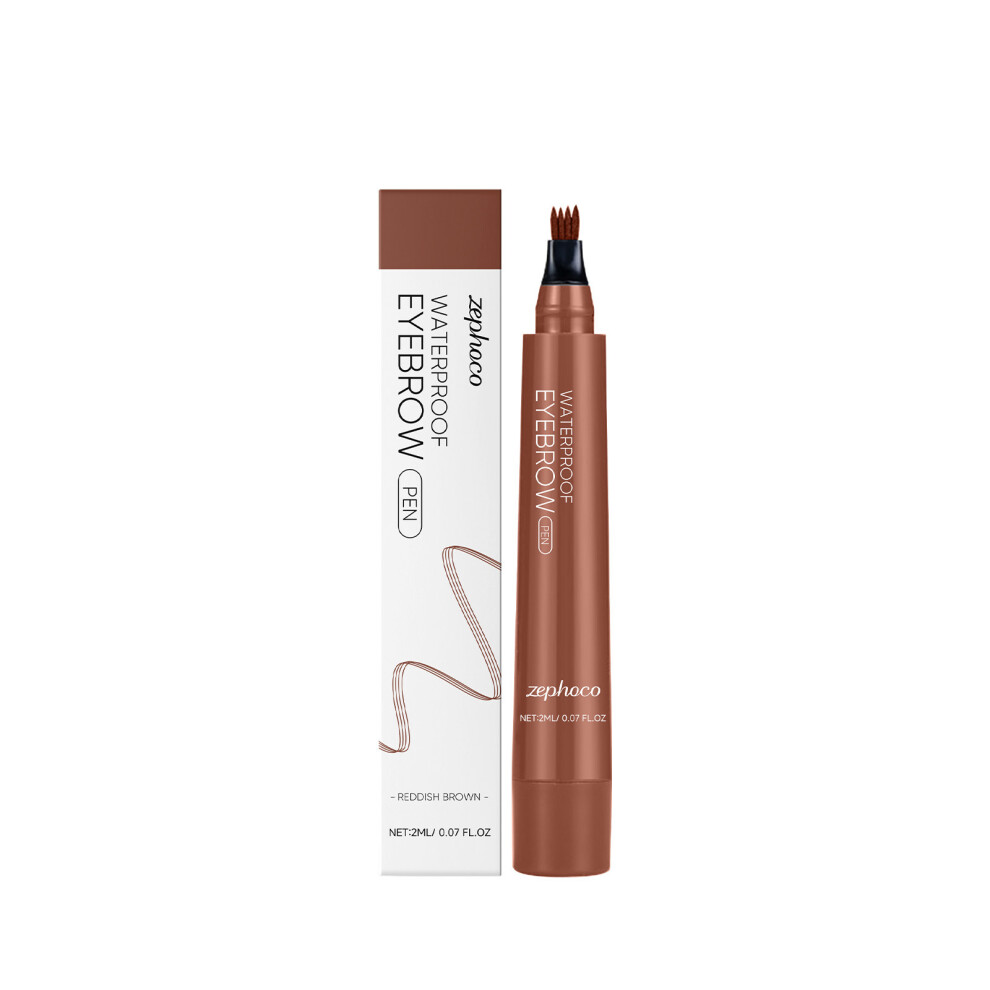 Brown (Reddish 2Ml) Four-Pronged Waterproof Eyebrow Pencil Series. Eyebrow Pencil With Natural Hair Flow And Very Fine Strokes