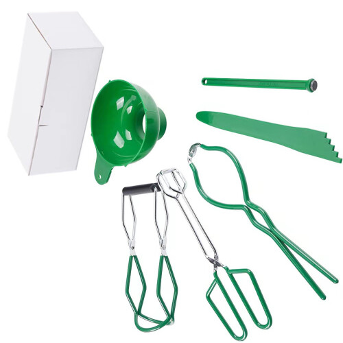 6-teiliges Einmachheber-Set mit Glaszange und Korb –-Grün 2