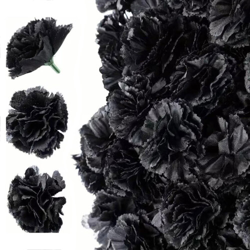 50pcs Permanent Artificial Tagetes Substrates DIY Wreath-Black