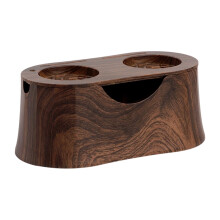 Quiet Coffee Tamping Station With NonSlip Base And-walnut color