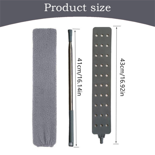 Bendable Flat Head Dust Cleaner, Retractable Gap Dust Cleaner with High Quality Microfiber Cloth, 112-Inch Extendable Pole, Multifunction Retractable 2