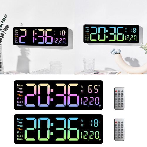 Digital Alarm Clock Large Led Display Desk Clock 38x13cm-B 2
