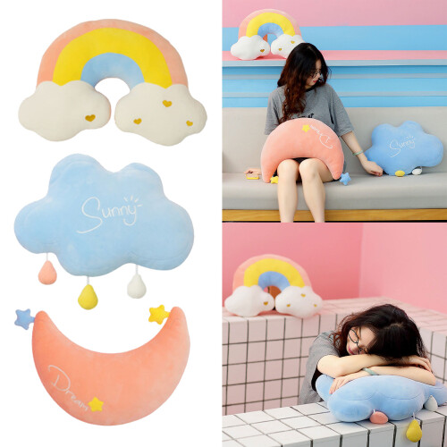 Lovely Soft Cushions Rainbow Cloud Moon Plushie-rainbow cloud 2