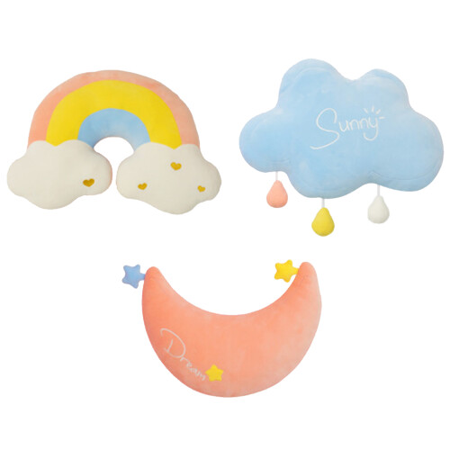 Lovely Soft Cushions Rainbow Cloud Moon Plushie-rainbow cloud 1