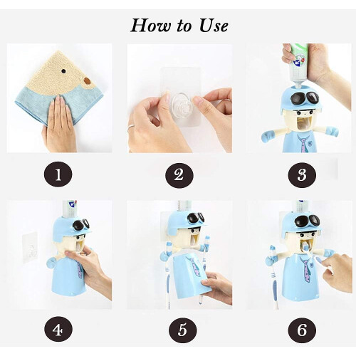 Automatic Toothbrush Dispenser For Fun Toothbrushing Routine, Non-Toxic Durable Abs Plastic 2 In 1 Design With Vacuum Technology Wall Mount Toothpaste 2