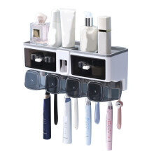 Revolutionize Your Bathroom Routine With A Sleek, Automatic Toothpaste Dispenser, Wall Mounted Toothbrush Holder, And Large Capacity Organizer That Ma