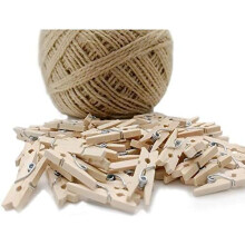 Natural Wood Twine, Shining Sparkling Twine for Hanging Photos, 60 Pieces for DIY Decor, Biodegradable Jute Twine for Crafting
