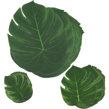 Multi-Size Kit Artificial Palm, Tropical Monstera Leaves For Safari Jungle Decor, Birthday Wedding Theme Party, Easy Care (45Pcs, Green Fabric)