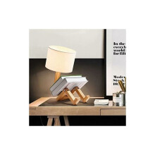 Creative Table Lamp With Natural Wood Base, Adjustable Shape For Versatile Positioning In Your Living Space