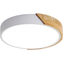Moderne Deckenleuchte aus Holz mit Acryl-Lampenschirm, dimmbar per Triac, 6500K weißes Licht, 24W Leistung, 2000 Lumen, Farbwiedergabeindex über 80