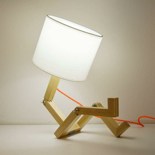 Ideal Gift Table Lamp, Adjustable Shape With Natural Wood Base For Personalized Illumination