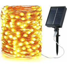 Adjustable Brightness Twinkle Lights, Solar-Powered 22m Flexible Copper Wire String Lights, Waterproof Outdoor Decor, Battery Operated with Long