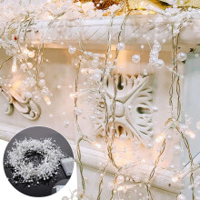 Festive Atmosphere Creator With Shapeable Garland, 2 Meter Long Pearl String Lights Battery Operated For Indoor Outdoor Decoration, Durable Plastic