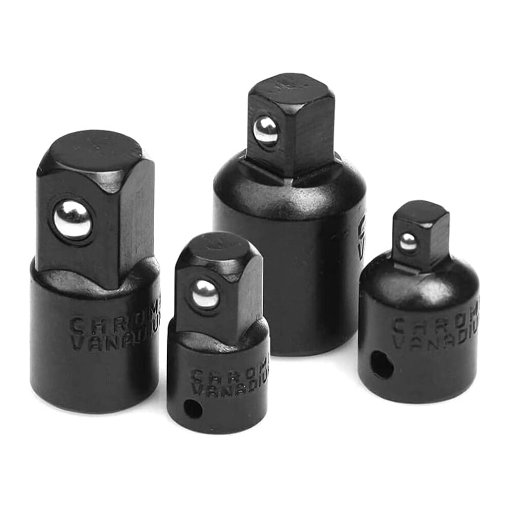 Impact Socket Adapter 4Piece Reducer Set For Impact Driver Conversions, Extension And Ratchet Wrenches, 1/43/81/2 In 9189345036361