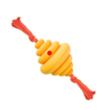 Dogs Leakage Food Knot Rope Toy Funny Interactively-Yellow