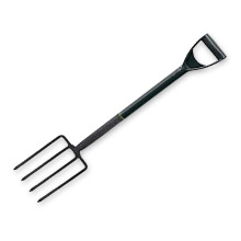 Heavy Duty Garden Fork Carbon Steel 4Tines Garden Digging Fork With Plastic Coated DHandle Lightweight Ergonomic Design