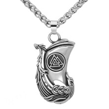 Viking Necklace With Valknut Symbol, Nordic Drakkar Pendant, Gift Bag