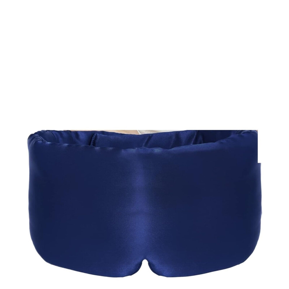 Silk Eye Mask Double Layer Silk Sleeping Mask With Large Eye Coverage Blackout Soft Eye Patch Travel Navy