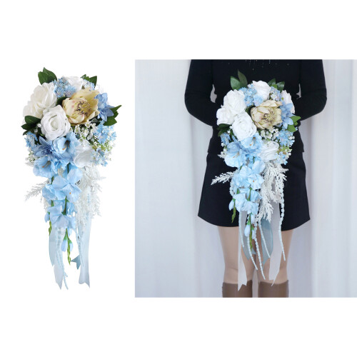IceBlue Rose Artificial Flower Bridals Bouquets for Bride 1