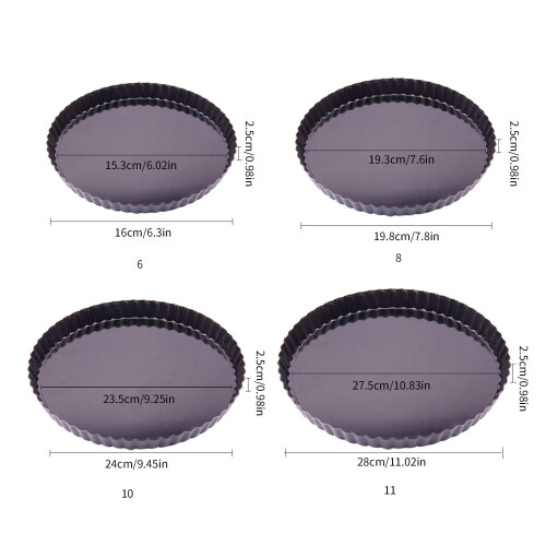 Round Tart Pans Removable Bottom Pie Pans Deep Bakings-8 inches 2