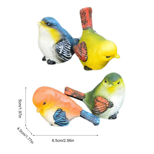 4 Stück Miniatur-Vogel-Dekofiguren, Vogelfiguren, Tiermodell, 2