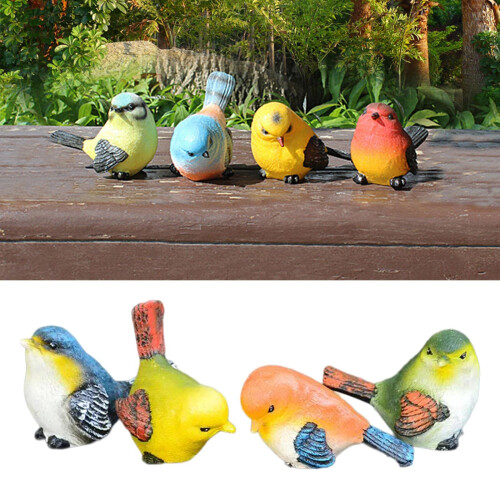 4 Stück Miniatur-Vogel-Dekofiguren, Vogelfiguren, Tiermodell, 1